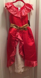 Disney Elena Of Avalor Deluxe Red Costume Dress Size 11/12 Ruffles Belt Dress Up - Picture 1 of 12