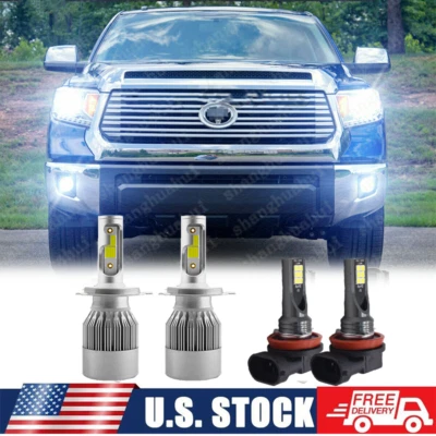 For Toyota Tundra 2014-2020 -4X WHIte H4+H11 LED Headlight + Fog Light Bulbs Kit - Image 1 of 4