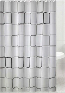 MODERNO MULTI BLOQUES GRISES CORTINA DE DUCHA PEVA INCLUYENDO GANCHOS 180cmx180cm - Imagen 1 de 1