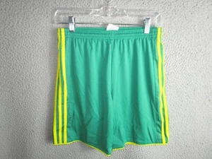 ADIDAS YOUTH BOYS SOCCER SHORTS GREEN YELLOW XL USED POLYESTER - Picture 1 of 3