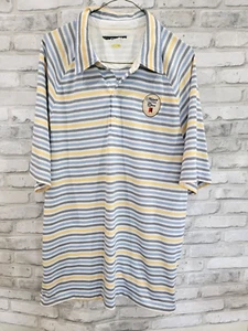 Greg Norman Dry Fit Striped Yellow Blue Polo Michelob Ultra Kingsmill CC VA L/XL - Picture 1 of 7