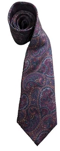 Damon Necktie Tan, Navy, Maroon Red Violet Purple Neck Tie 3 7/8"x 62" - Picture 1 of 4