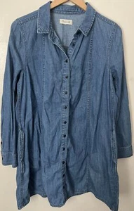 Mini Camisa Vestido Madewell Cambray L Azul Denim Línea A Cuello Abotonado LS - Imagen 1 de 6