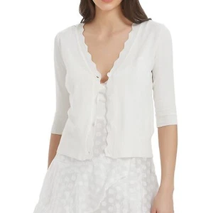 Women's Short Sleeve Cropped Cardigan Button Down Sweater Lightweight Knit Sh... - Picture 1 of 6