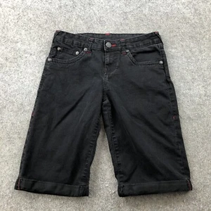 True Religion Shorts Boys 16 Denim Jean Black Wash Pockets Stretch - Picture 1 of 9