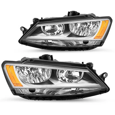 Conjunto de faros para Volkswagen Jetta 2011-2018 sedán carcasa cromada izquierda+derecha Foto 1 de 4
