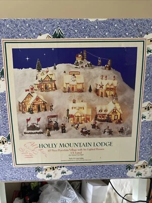 Pueblo de porcelana navideño Holy Mountain Lodge 27 piezas con 6 casa iluminada Foto 1 de 4