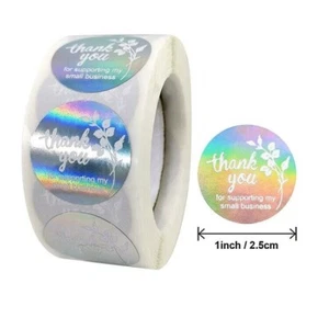 Thank You Waterproof Foil Shiny Stickers Foil (1000 pcs) - Picture 1 of 4