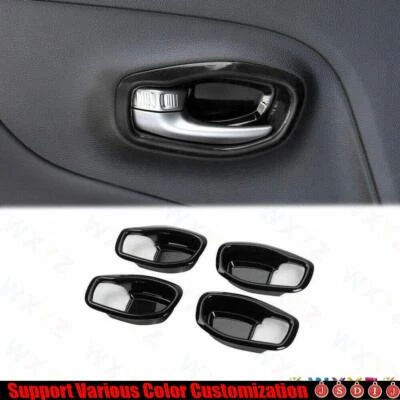 For Jeep Renegade 2016+ Bright Black Car Inner Door Handle Bowl Frame Trim 4PCS - Imagem 1 de 4