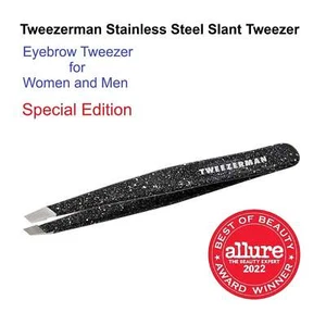 Tweezerman Edelstahl schräge Pinzette, Augenbrauenpinzette für Damen und Herren - Bild 1 von 5