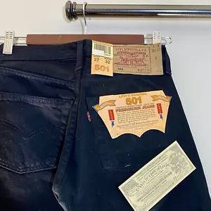 Pantalones de mezclilla negros Levis 501 27x32 True Vintage años 90 ropa de trabajo para mujer hechos en Reino Unido nuevos con etiquetas - Imagen 1 de 17