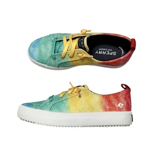 NWT Sperry Crest Vibes Rainbow Canvas Sneakers Size 1 - Picture 1 of 13