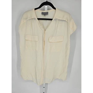 Classiques Entier Women's Cream Silk Button-Down Shirt Size XL - Picture 1 of 5