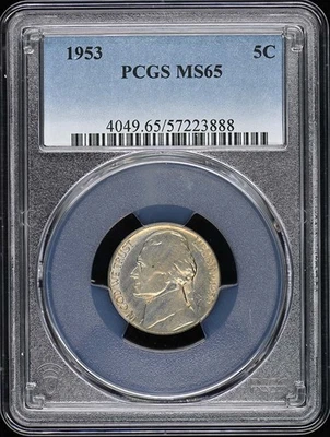1953 5C Jefferson Nickel PCGS MS65 - Image 1 of 2