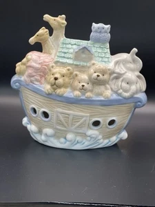 Vintage Noah’s Ark Ceramic Night Light Nursery Lamp Pastel Colors Animals 8.5” - Picture 1 of 13