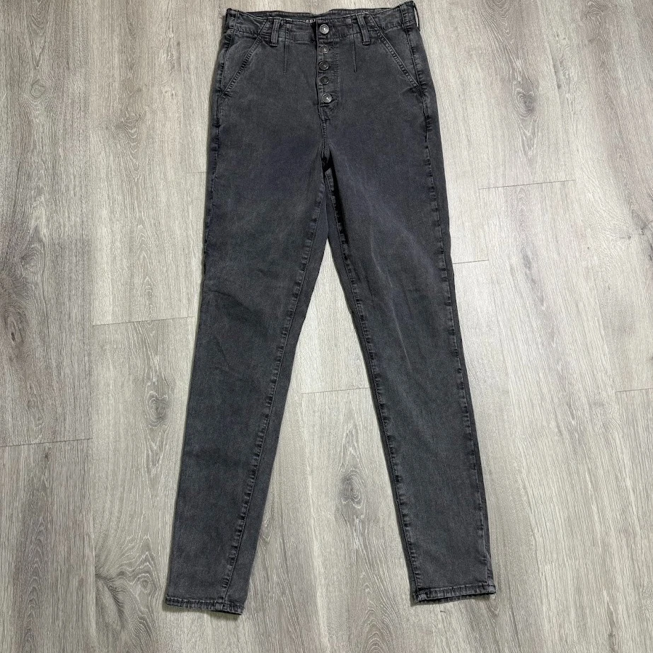Jeggings American Eagle para mujer 10 largos grises tiro más alto botón mosca Foto 1 de 4