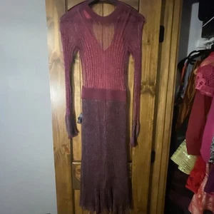 Herve Leger Pink Maroon Mesh Net Dress Size Xs - Picture 1 of 5
