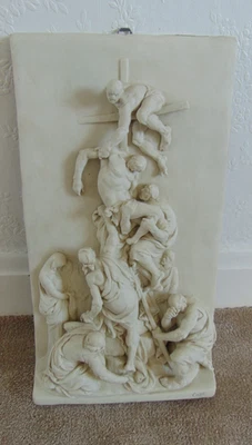 Gran Placa Religiosa de Jesús Descenso de la Cruz Relieve 3D Calle ITALIA Foto 1 de 4