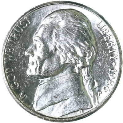 1986 P Jefferson Nickel BU US Coin See Pics N916 - Image 1 of 3