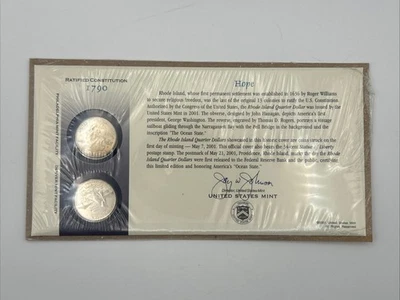 UNITED STATES MINT 2001 P & D FIRST DAY ISSUE STATE QUARTER SET Rhode Island - Image 1 of 3