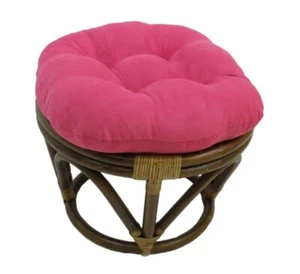 Pink Papasan Foot Stool Bali Ottoman Cushion Wicker Frame Rattan Rest Suede Glam - Picture 1 of 3