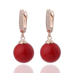 Women Shell Pearls Earring Round Zircon Drop Earrings Long Gift Ear Dangle 1Pair - Picture 1 of 15