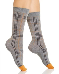 HUE Women’s Plaid Crew Socks (Charcoal Heather Plaid) - Picture 1 of 2