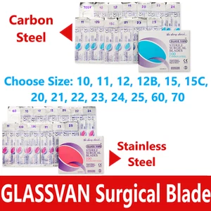 GLASSVAN Sterile Surgical Blades #10 11 12/12B 15/15C 21 22 24 25 60 70, 10/Pk - Picture 1 of 14
