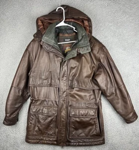Vintage Wilson Leather Jacket Adventure Bound Mens Small Thinsulate Hooded Lined - Picture 1 of 17