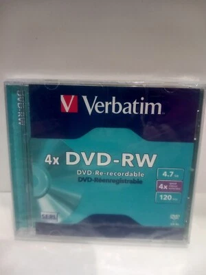 VERBATIM Dvd-Rw DVD Re-recordable 4 x Speed Vitesse 120 Minute 4.7GB  - Image 1 of 2