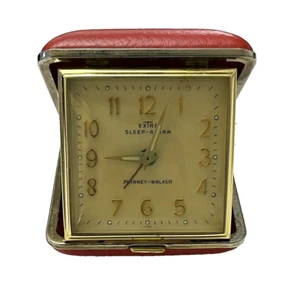 Reloj despertador de viaje Phinney-Walker alarma de sueño extra estuche rojo Japón funciona de colección - Imagen 1 de 9