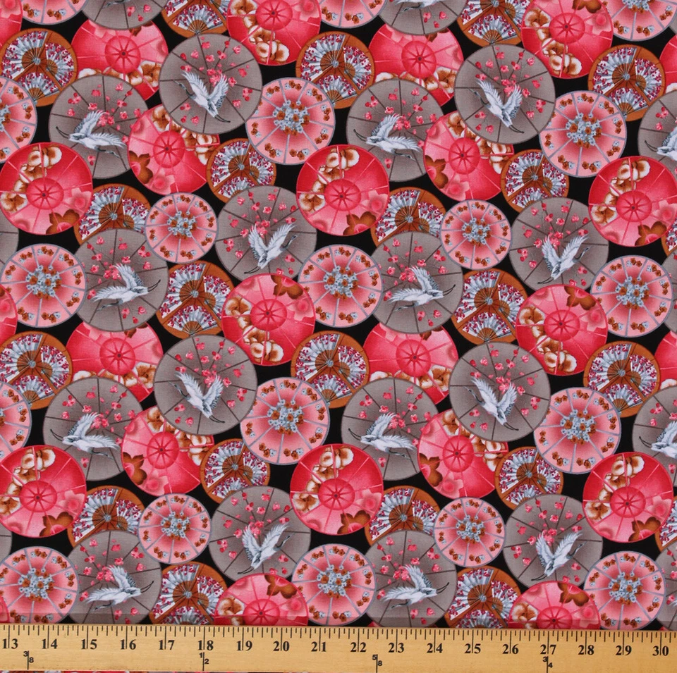 Sombrillas de algodón Michiko orientales grúas florales estampado de tela de algodón por D487,10 Foto 1 de 1