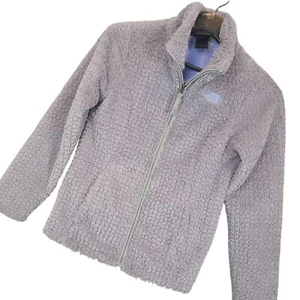 The North Face Girls Laurel Fleece Jacket Sz Medium Full Zip Mock Neck Gray Blue - Picture 1 of 10