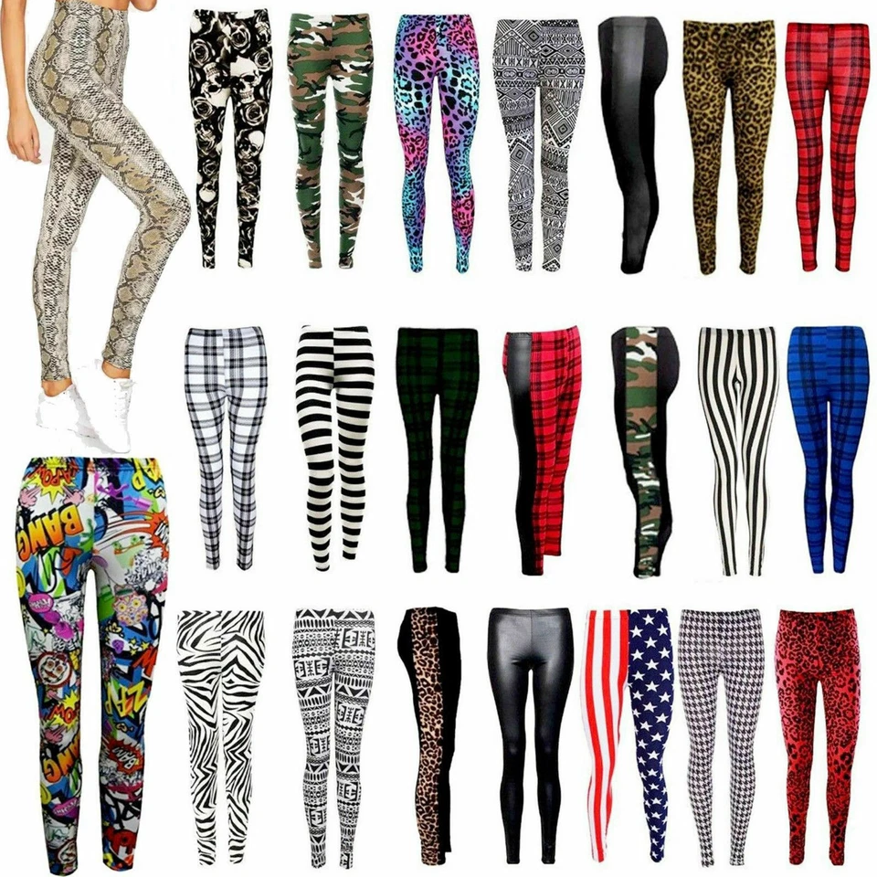 Womens Multi Print Full Length Ladies Stretch Legging Pants Jeggings Plus Size - Image 1 of 1