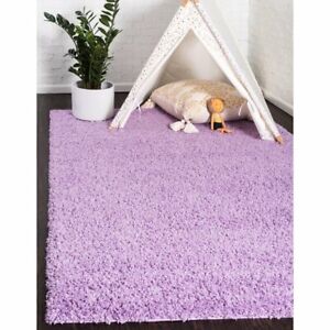 Solid Lilac Indoor Shag Carpet Mat Area Rug 3 x 5 4 x 6 5 x 8 Ft Stain Resistant