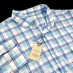 Peter Millar Untucked Lightweight Breathable Cotton Plaid Check Shirt Large $160 - Picture 1 of 12