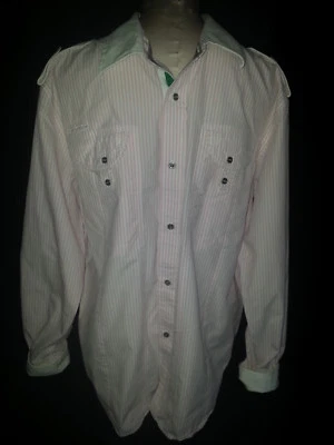 CAVI Mens Long Sleeve Button Front Shirt Size XL Pink & White Stripe - Image 1 of 4