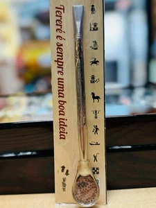 Pajita de té - Bombilla - Bomba de Tereré Inox con detalles 19 cm - 7,5 pulgadas - Imagen 1 de 2