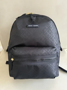 Tommy Hilfiger Womens Portland II Medium Backpack W/Hangoff Black Tonal Medium - Picture 1 of 9