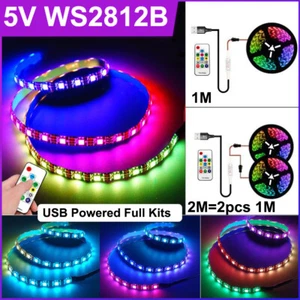 USB Powered WS2812B 5050 RGB LED Strip Fairy Lights Room TV Party Bar W/ Remote - Picture 1 of 15