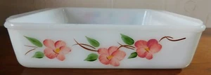 Vintage Fire King Peach Blossom Square Baking Dish - Picture 1 of 3