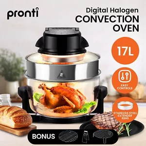 Pronti 17L Digital Halogen Turbo Black Convection Oven Broiler Cooker Defrost - Picture 1 of 11