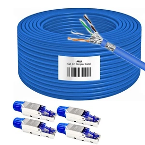 100m Cat8 Verlegekabel Cat 8.1 Netzwerkkabel 4x RJ45 Netzwerkstecker Werkzeuglos - Bild 1 von 13