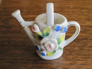 RARE VINTAGE MINATURE 2 3/4" FLOWERED WHITE PORCELAIN CHINA WORKING H2O PITCHER - Picture 1 of 11