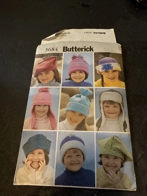 Butterwick Pattern 3684  KIDS HATS FOR WINTER FUN SEVERAL DESIGNS UNCUT - Image 1 of 3