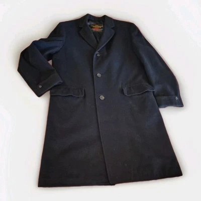 Abrigo negro de cachemir mongol de colección para hombre hecho en unión ropa Macur Foto 1 de 4