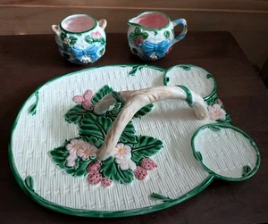 Vintage Haldon Group Strawberry Creamer & Sugar With Tray 3-Piece Set EUC - Picture 1 of 12