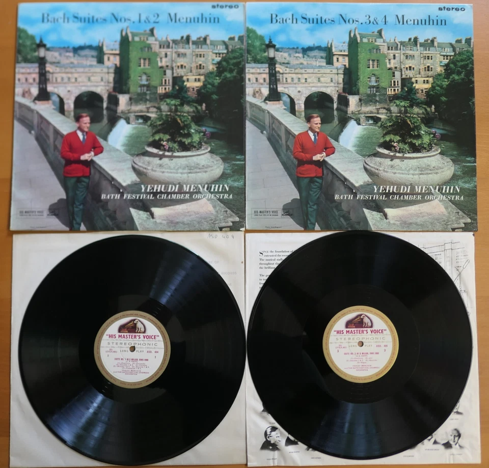 ASD 404-5 ED1 Bach Suites Nos. 1-4 Yehudi Menuhin 2LP NEAR MINT HMV 1st W/G - Image 1 of 4