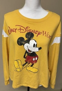 Womens Walt Disney World Mickey Mouse Yellow Long Sleeve Seratshirt Size L - Picture 1 of 9