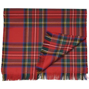 Pure Wool Royal Stewart Tartan Mens Womens Plaid Lightweight Scarf - Picture 1 of 1